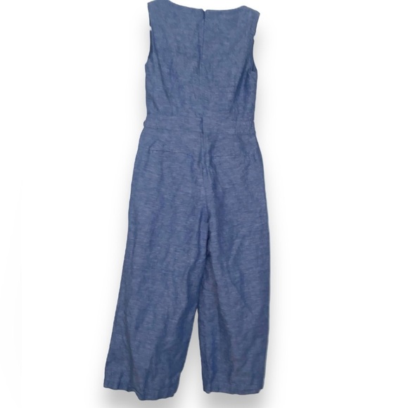 Boden Dorothea Wrap Jumpsuit Women’s Chambray Cropped V-Neck One Piece Jumpsuit - Picture 3 of 13